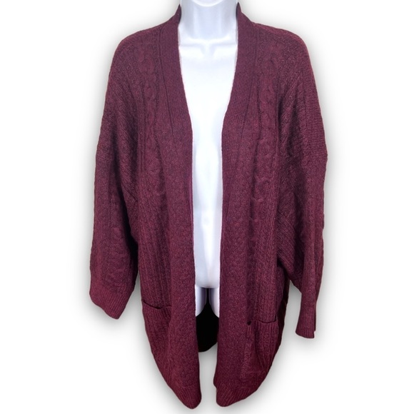 Terra & Sky Cranberry Knit Cardigan - Picture 1 of 10
